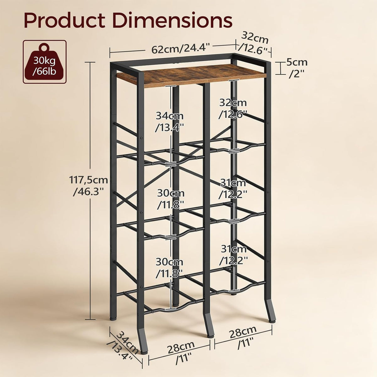 5 Gallon Water Jug Holder for 6 Bottles, 3-Tier Water Jug Stand