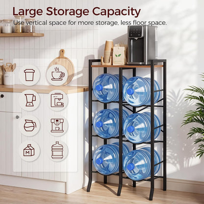 5 Gallon Water Jug Holder for 6 Bottles, 3-Tier Water Jug Stand