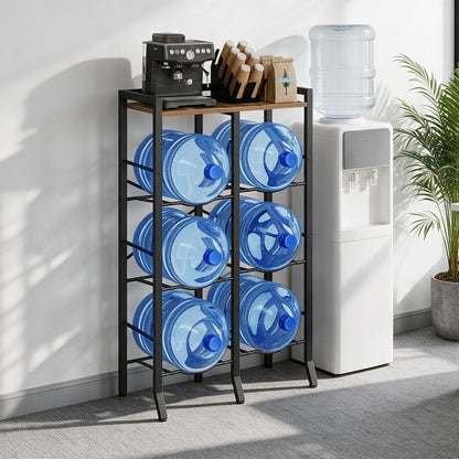5 Gallon Water Jug Holder for 6 Bottles, 3-Tier Water Jug Stand