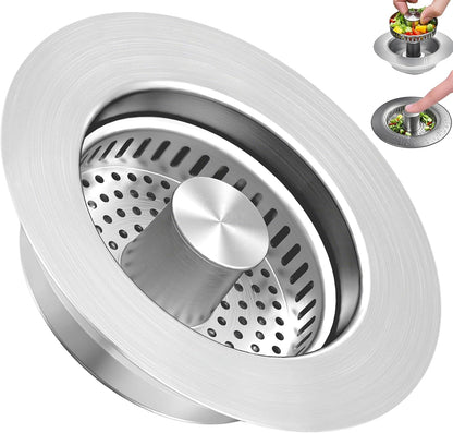 Upgraded 3-in-1 Pop-Up Kitchen Sink Drain Strainer Stopper