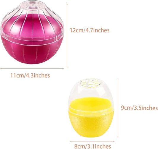 2PCS Lemon and Onion Storage Containers with Peeler, Freshness Keepers for Lemon and Onion, Ideal for Fridge Vegetable Crisper, Keeps Food Fresh Longer