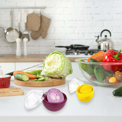 2PCS Lemon and Onion Storage Containers with Peeler, Freshness Keepers for Lemon and Onion, Ideal for Fridge Vegetable Crisper, Keeps Food Fresh Longer