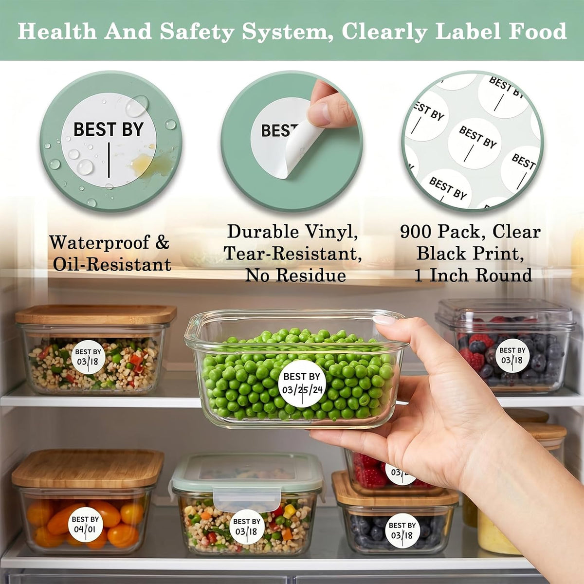 900 Pcs Food Expiration Date Labels Stickers, 1" Best by Date Dots Sticker for Spice Jar Food Containers