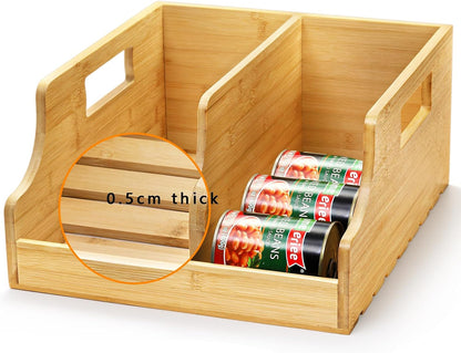 Bamboo Soda Can Organizers, Can Holder and Drink Dispenser for Kitchen, Countertop, Pantry Organizer Bins for Soda, Pop, Drinks, Beer, Water Bottles, Holds 26-28 Cans