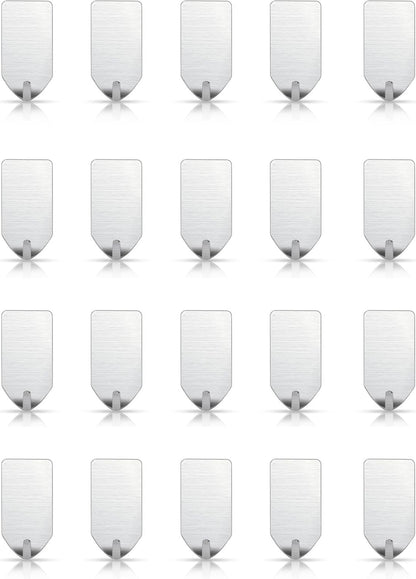 Small Adhesive Stainless Steel Hooks for Hanging Hats, Caps and Keys - 20 Pack, Holds up to 2 lbs Perfect for Wall-Mounted Baseball Caps and Measuring Cup Storage