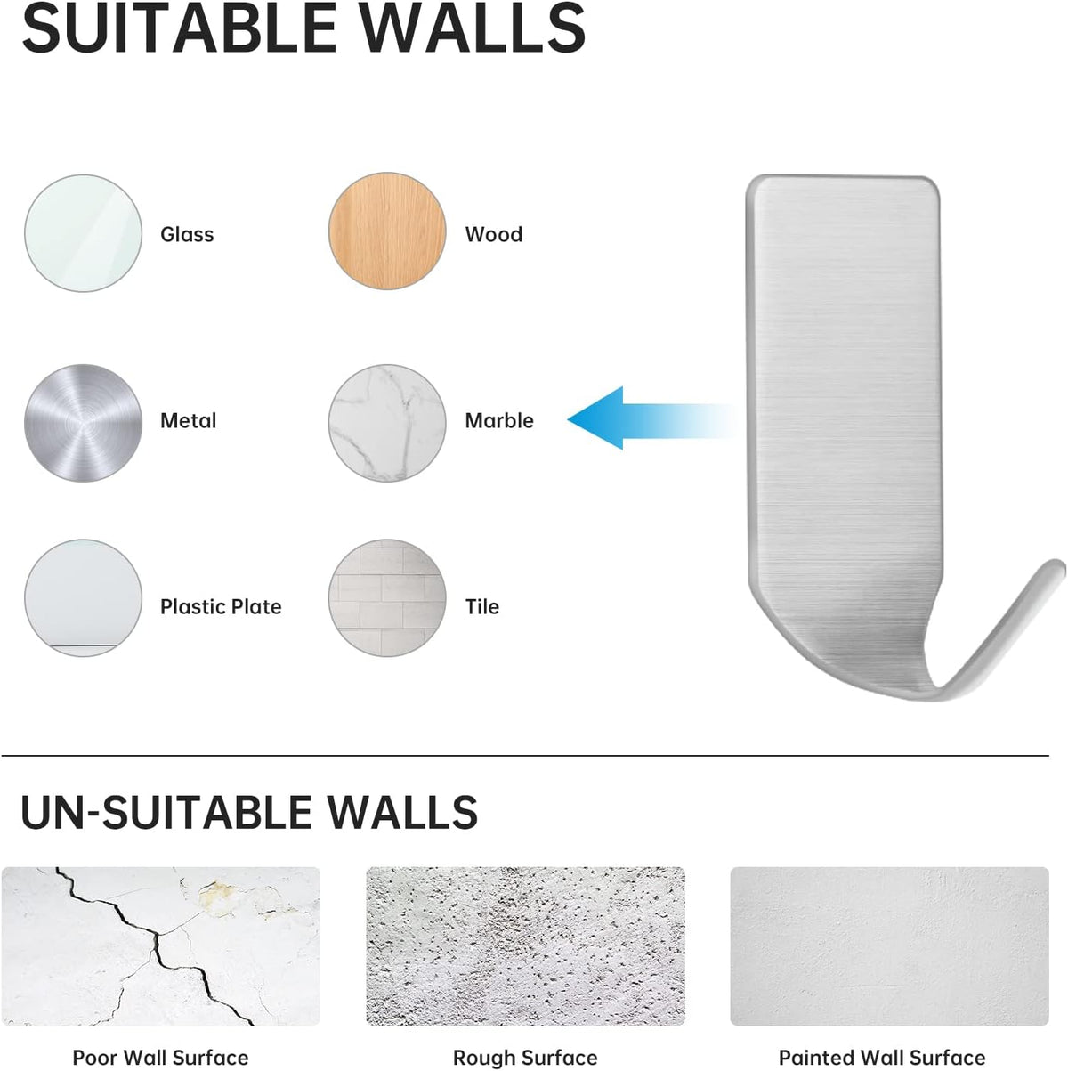 Small Adhesive Stainless Steel Hooks for Hanging Hats, Caps and Keys - 20 Pack, Holds up to 2 lbs Perfect for Wall-Mounted Baseball Caps and Measuring Cup Storage