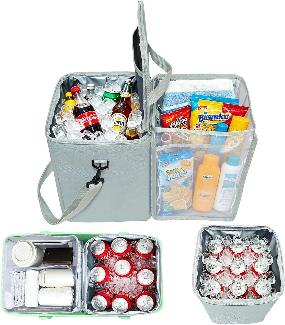 2-in-1 Accessories for XL Large Bogg Bag - Cooler and Organizer Insert, Portable PEVA Cooler Bag, Ice Chest with Handle and Strap, Lightweight Mesh Inserts Bogg Bag Organizer only for XL