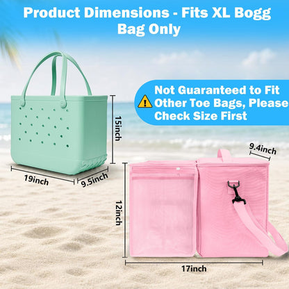 2-in-1 Accessories for XL Large Bogg Bag - Cooler and Organizer Insert, Portable PEVA Cooler Bag, Ice Chest with Handle and Strap, Lightweight Mesh Inserts Bogg Bag Organizer only for XL