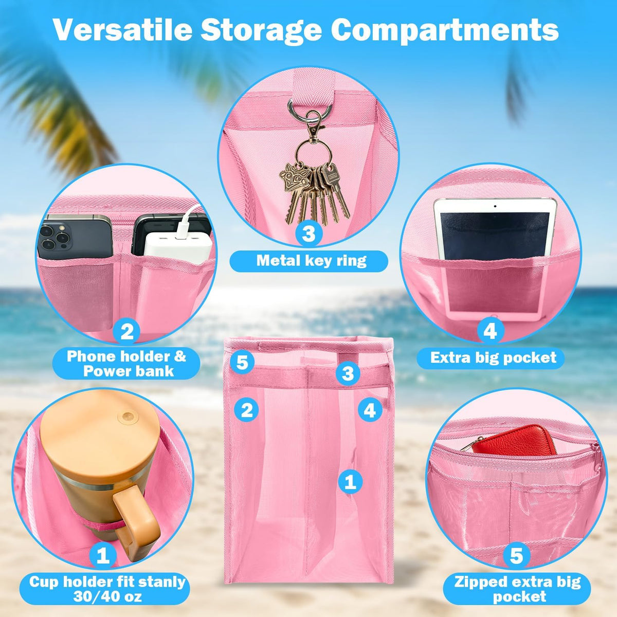 2-in-1 Accessories for XL Large Bogg Bag - Cooler and Organizer Insert, Portable PEVA Cooler Bag, Ice Chest with Handle and Strap, Lightweight Mesh Inserts Bogg Bag Organizer only for XL