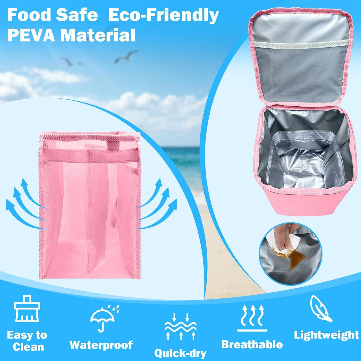 2-in-1 Accessories for XL Large Bogg Bag - Cooler and Organizer Insert, Portable PEVA Cooler Bag, Ice Chest with Handle and Strap, Lightweight Mesh Inserts Bogg Bag Organizer only for XL
