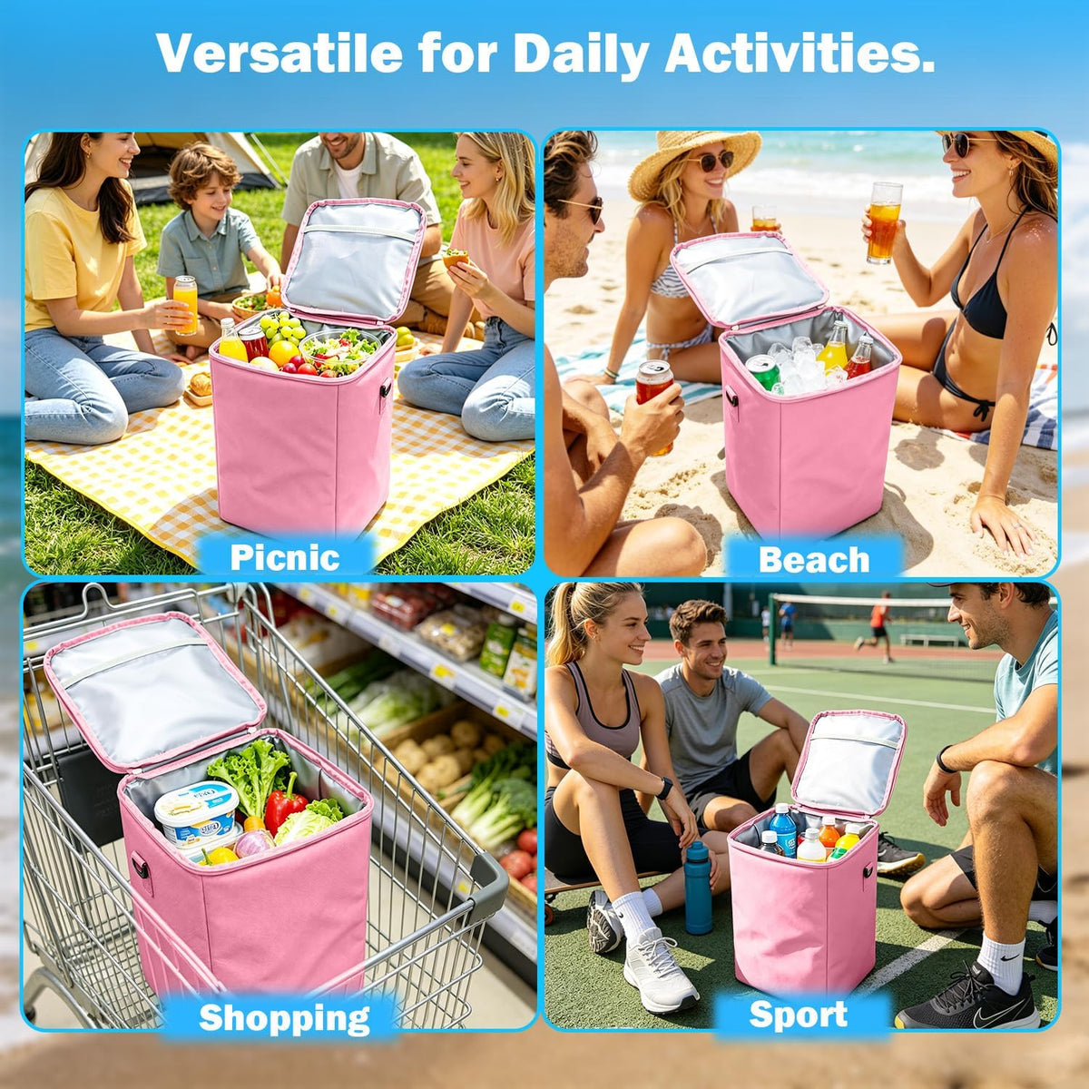 2-in-1 Accessories for XL Large Bogg Bag - Cooler and Organizer Insert, Portable PEVA Cooler Bag, Ice Chest with Handle and Strap, Lightweight Mesh Inserts Bogg Bag Organizer only for XL