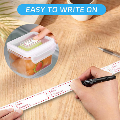 1000 Pcs Removable Freezer Labels with Perforation Line, 1x3 Inch Waterproof Oil Resistant Food Storage Stickers, No Residue Easy Peel Date Content Labels for Kitchen Containers, Jars, Restaurants