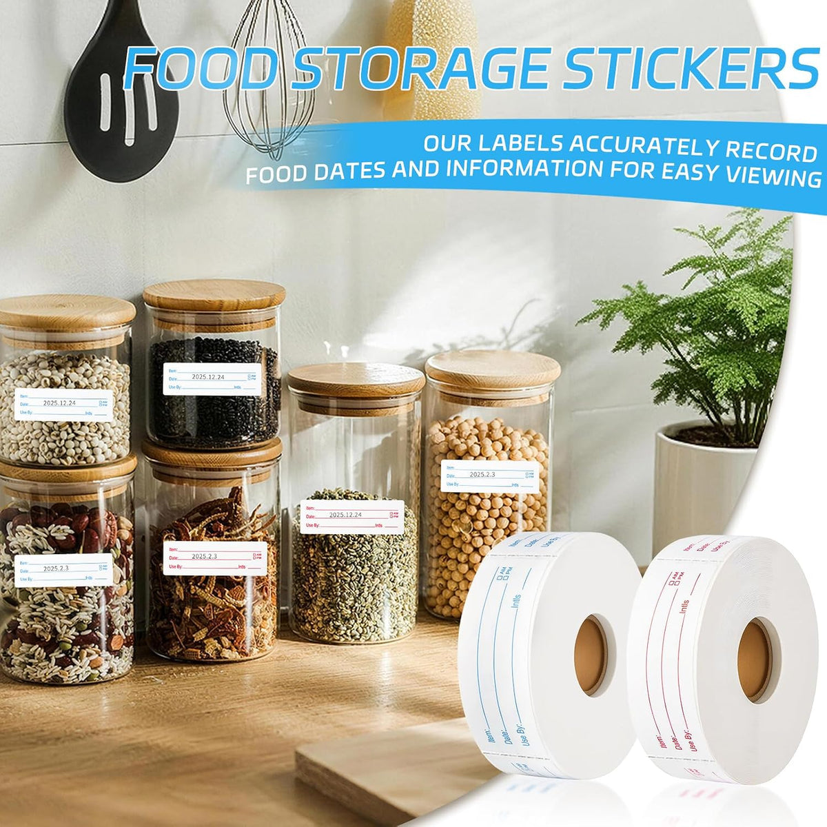 1000 Pcs Removable Freezer Labels with Perforation Line, 1x3 Inch Waterproof Oil Resistant Food Storage Stickers, No Residue Easy Peel Date Content Labels for Kitchen Containers, Jars, Restaurants