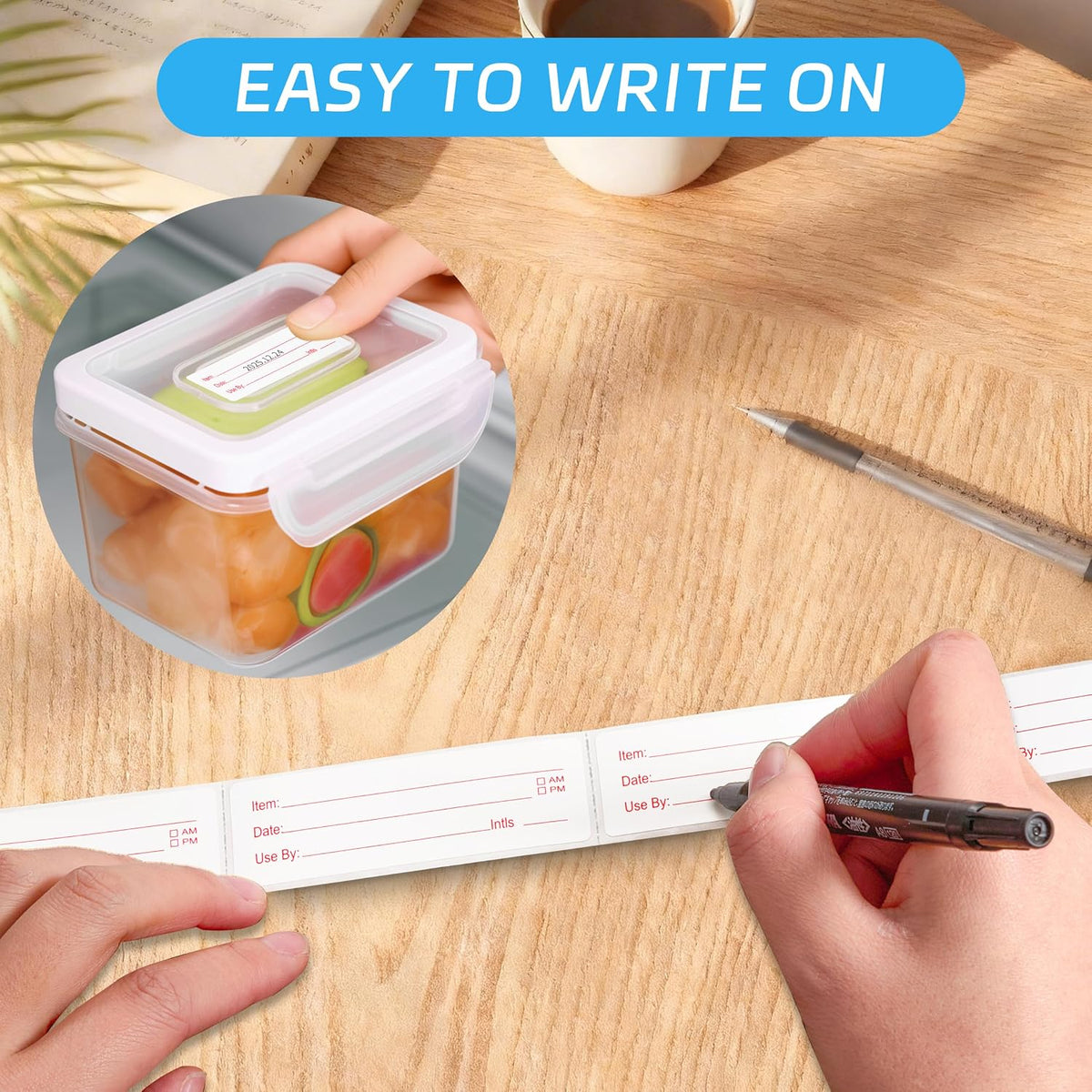 1000 Pcs Removable Freezer Labels with Perforation Line, 1x3 Inch Waterproof Oil Resistant Food Storage Stickers, No Residue Easy Peel Date Content Labels for Kitchen Containers, Jars, Restaurants