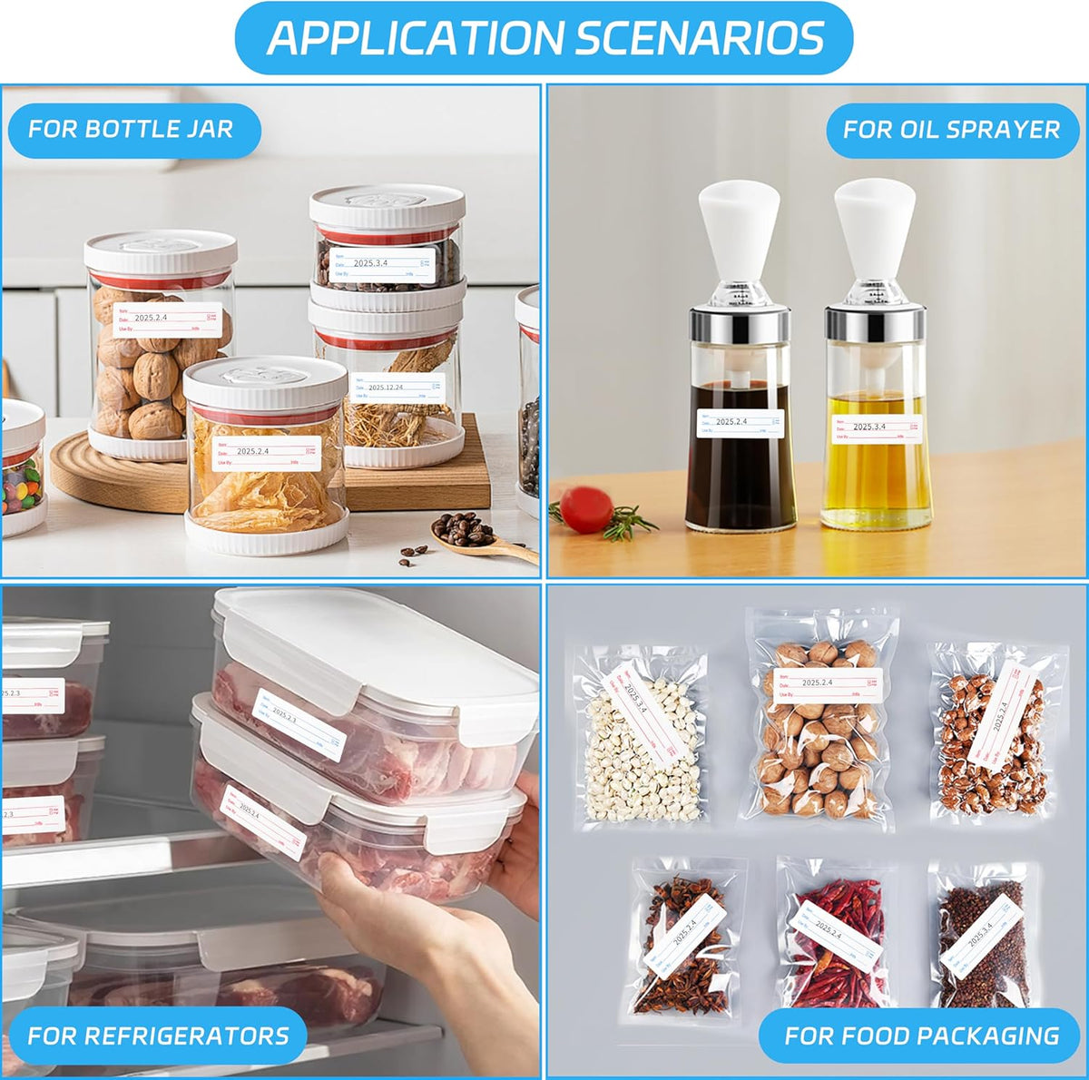 1000 Pcs Removable Freezer Labels with Perforation Line, 1x3 Inch Waterproof Oil Resistant Food Storage Stickers, No Residue Easy Peel Date Content Labels for Kitchen Containers, Jars, Restaurants