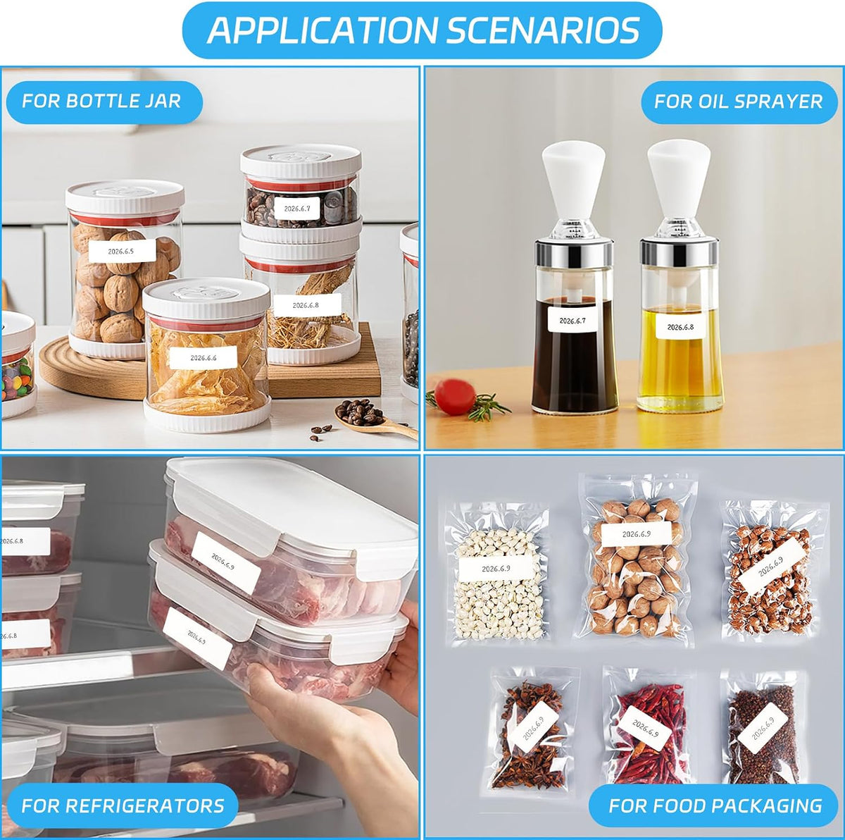 1000 Pcs Removable Freezer Labels with Perforation Line, 1x3 Inch Waterproof Oil Resistant Food Storage Stickers, No Residue Easy Peel Date Content Labels for Kitchen Containers, Jars, Restaurants