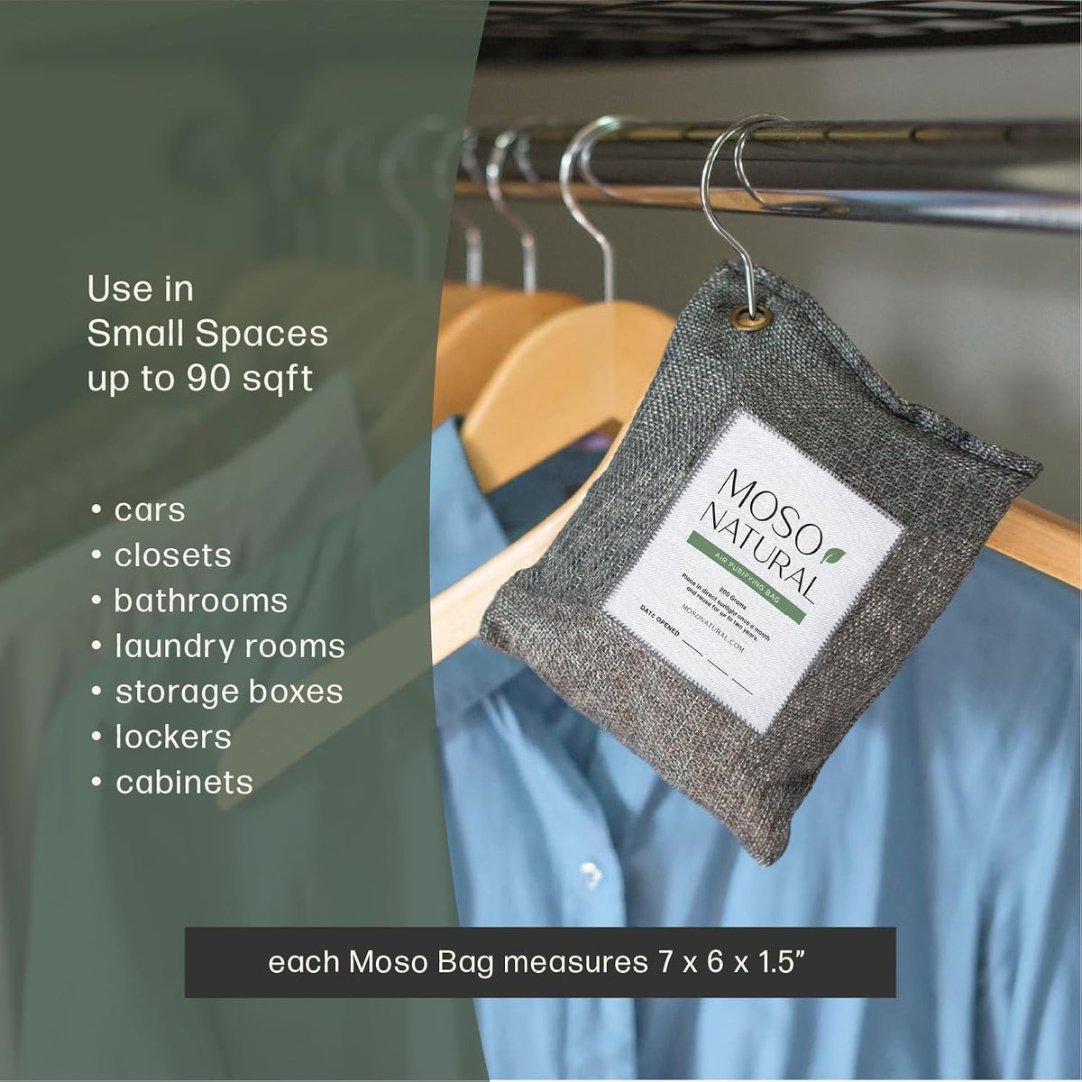 Air Purifying Bag 200g, Charcoal Odor Absorber, Car Odor Eliminator & Closet Deodorizer for Home & Pet, Lasts 2 Years, Unscented Bamboo Charcoal Bags, HGTV Editors' Pick