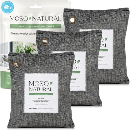 Air Purifying Bag 200g, Charcoal Odor Absorber, Car Odor Eliminator & Closet Deodorizer for Home & Pet, Lasts 2 Years, Unscented Bamboo Charcoal Bags, HGTV Editors' Pick
