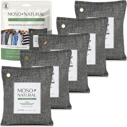 Air Purifying Bag 200g, Charcoal Odor Absorber, Car Odor Eliminator & Closet Deodorizer for Home & Pet, Lasts 2 Years, Unscented Bamboo Charcoal Bags, HGTV Editors' Pick