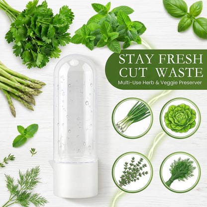 Herb Saver, Herb Keeper for Refrigerator, Cilantro Container for Fridge, Hard Shell Fresh Herb Storage for Asparagus, Parsley, Mint, Rosemary, Keeps Greens Fresh for 2-3 Weeks