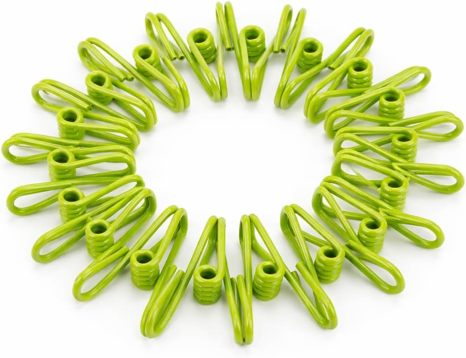PVC-Coated Utility Clips, 2 Inch, 18 Pack, Green