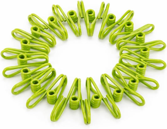 PVC-Coated Utility Clips, 2 Inch, 18 Pack, Green