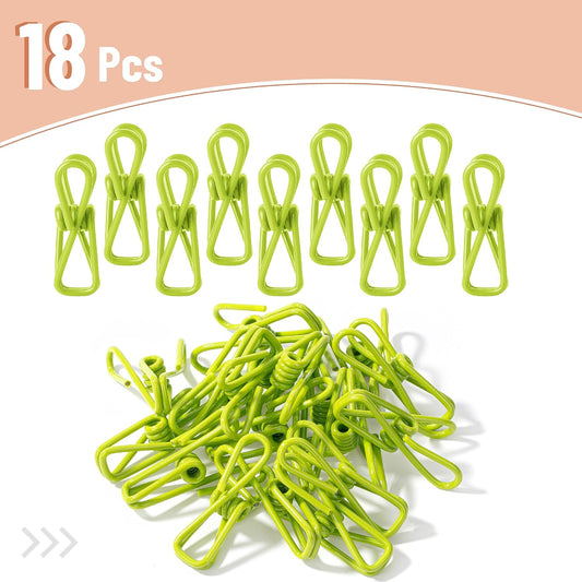PVC-Coated Utility Clips, 2 Inch, 18 Pack, Green