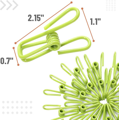 PVC-Coated Utility Clips, 2 Inch, 18 Pack, Green