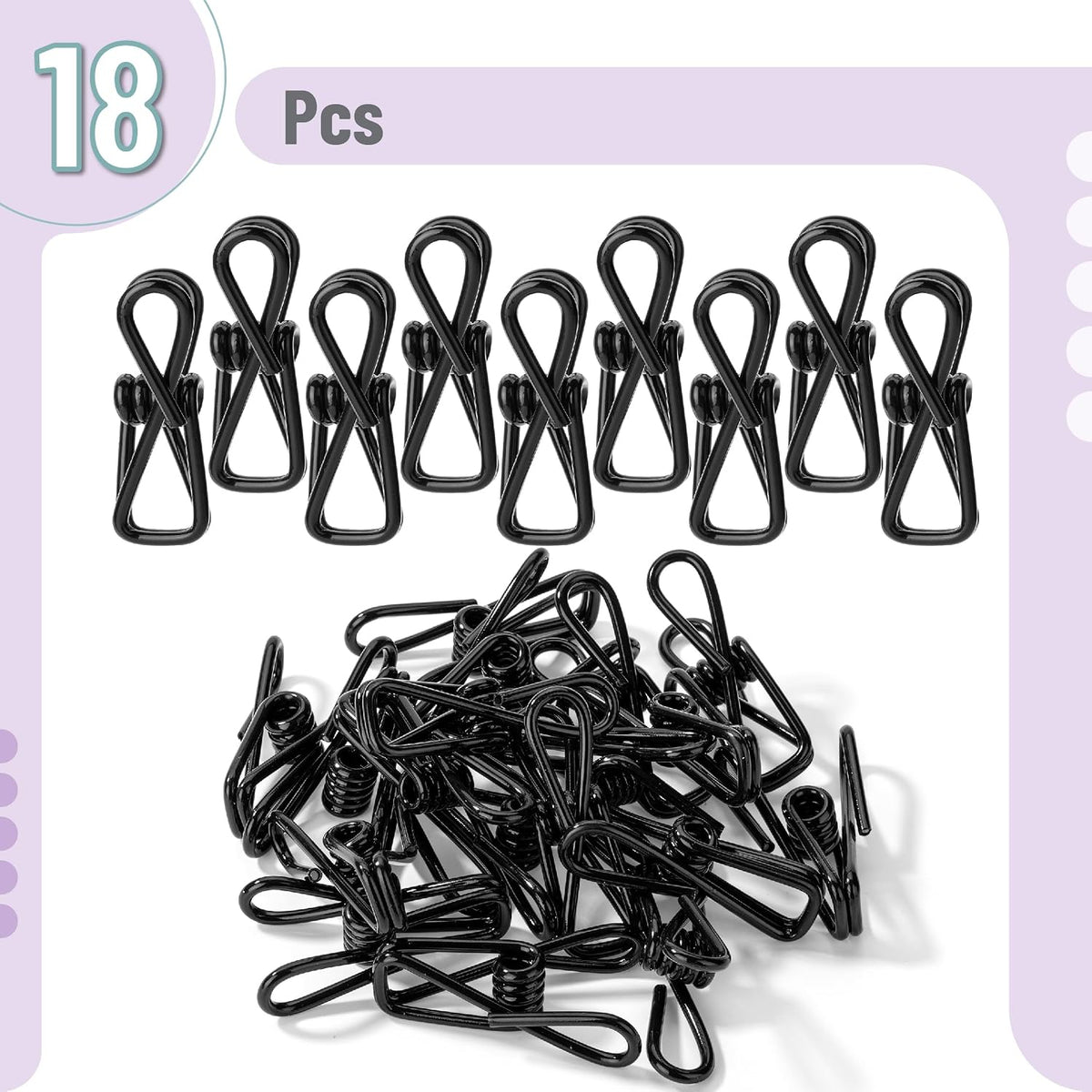 PVC-Coated Utility Clips, 2 Inch, 18 Pack, Green