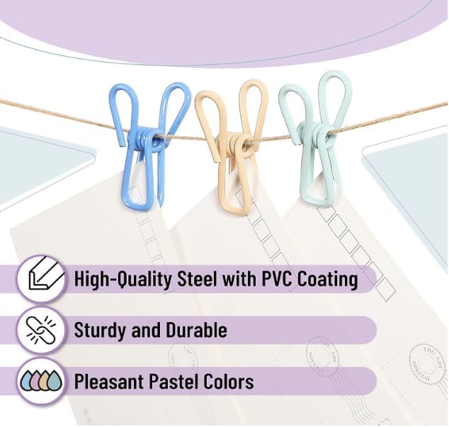 PVC-Coated Utility Clips, 2 Inch, 18 Pack, Green