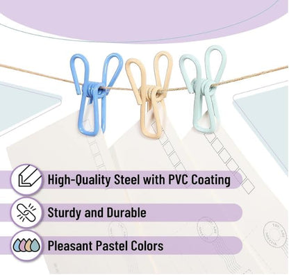 PVC-Coated Utility Clips, 2 Inch, 18 Pack, Green