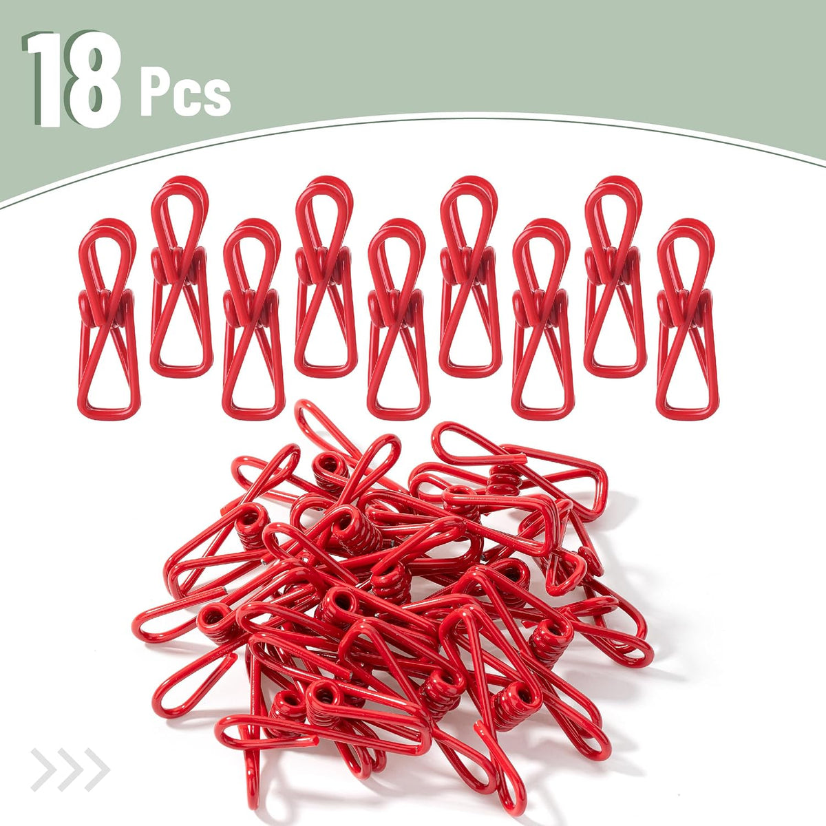 PVC-Coated Utility Clips, 2 Inch, 18 Pack, Green