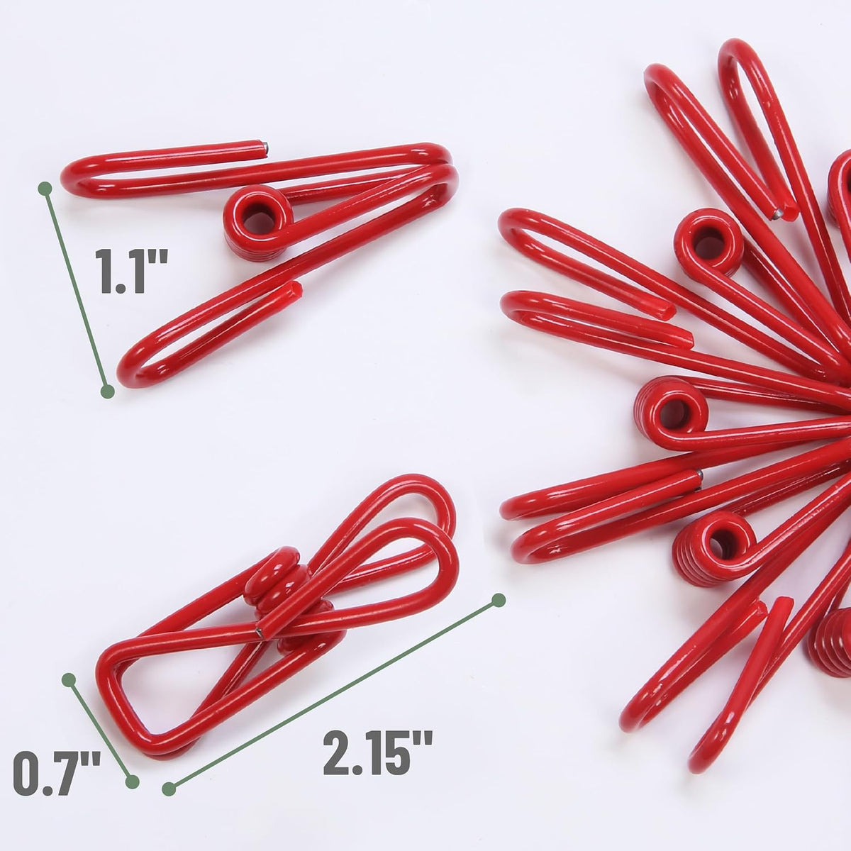 PVC-Coated Utility Clips, 2 Inch, 18 Pack, Green