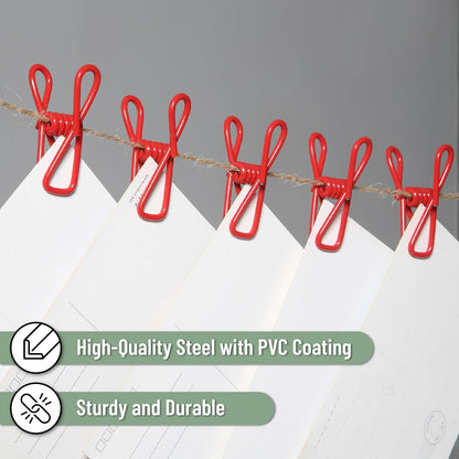 PVC-Coated Utility Clips, 2 Inch, 18 Pack, Green