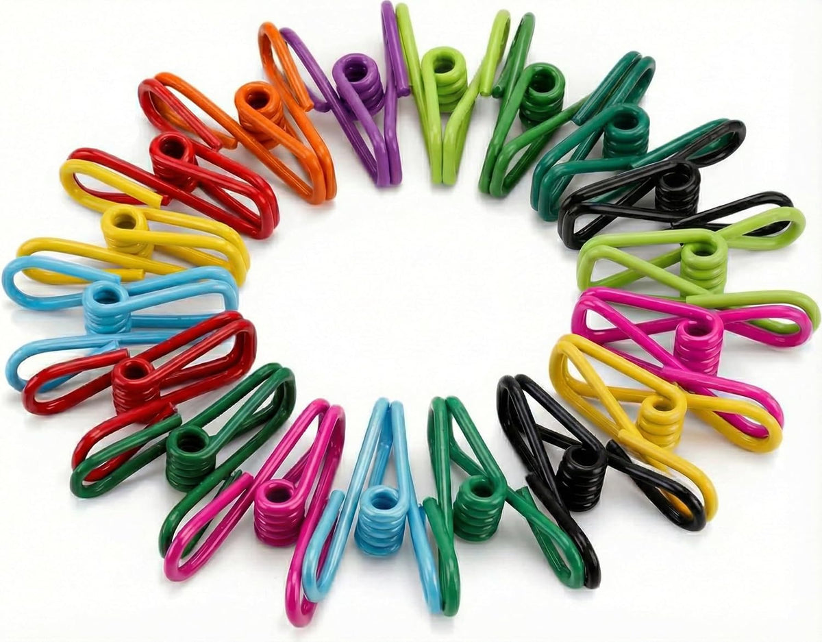 PVC-Coated Utility Clips, 2 Inch, 18 Pack, Green