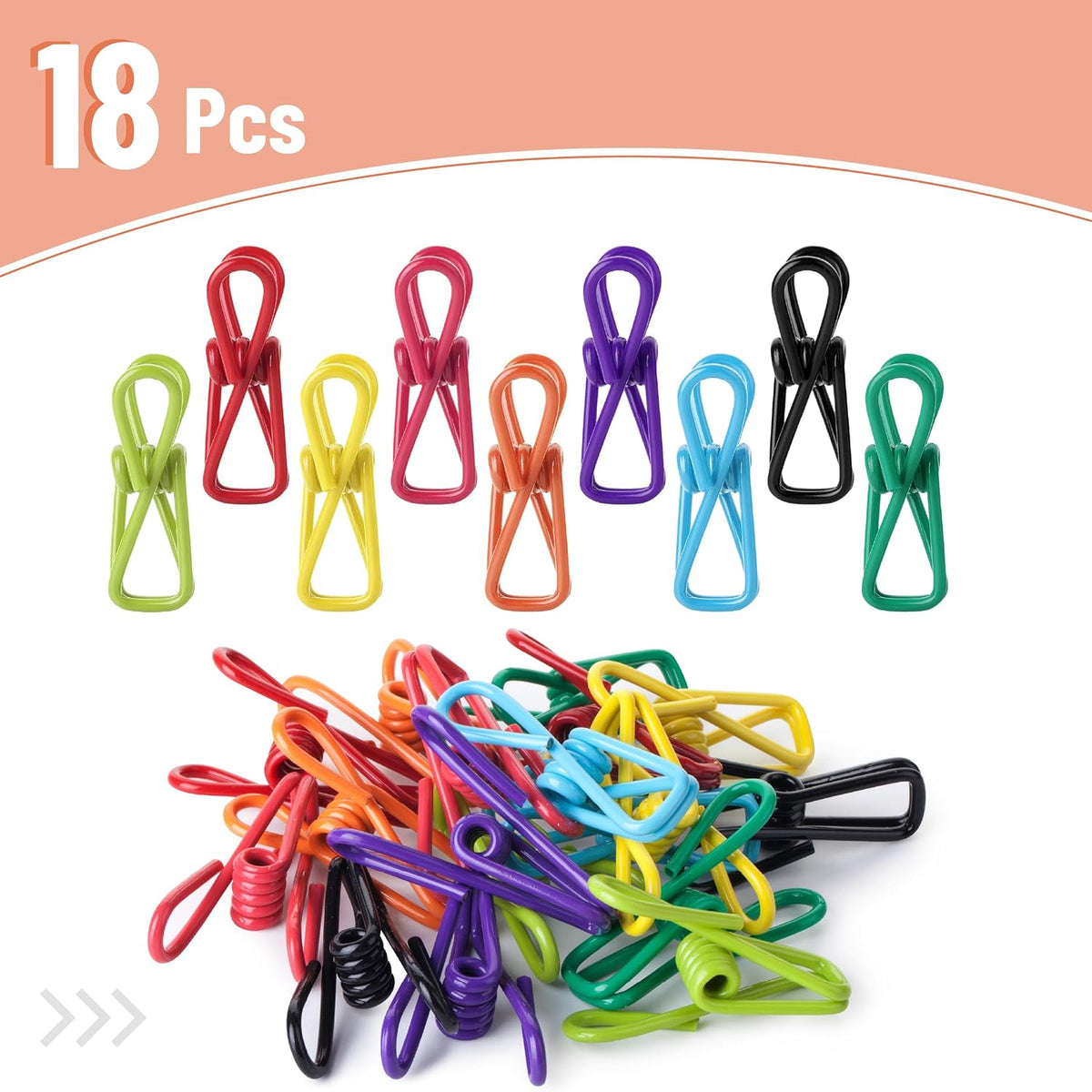 PVC-Coated Utility Clips, 2 Inch, 18 Pack, Green