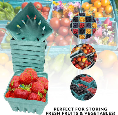 Green Berry Basket 1 Pint, Pulp Fiber Vented Produce Containers Farmers Market Basket, Fruit & Vegetable Containers