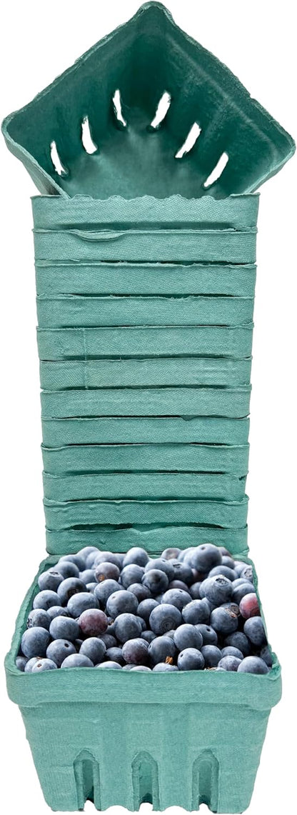 Green Berry Basket 1 Pint, Pulp Fiber Vented Produce Containers Farmers Market Basket, Fruit & Vegetable Containers