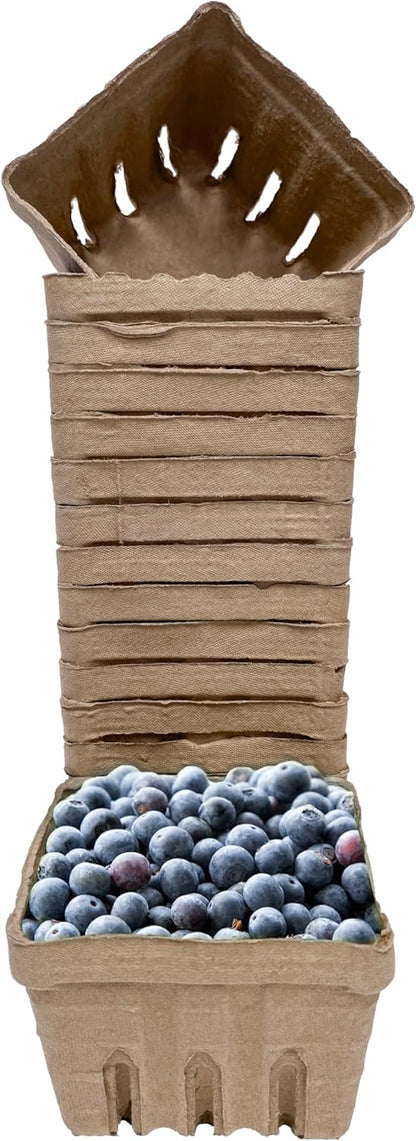 Green Berry Basket 1 Pint, Pulp Fiber Vented Produce Containers Farmers Market Basket, Fruit & Vegetable Containers