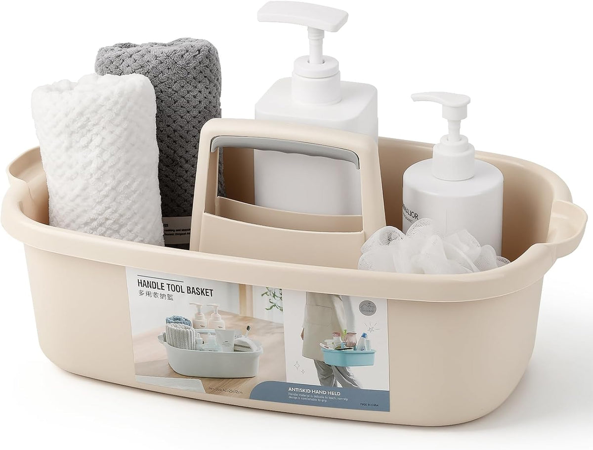 Large Cleaning Supplies Caddy Portable Shower Basket Supply Organizer with Handle Plastic Bucket Tool Storage for Bathroom, Bedroom, Kitchen, College Dorm, Garden, Blue