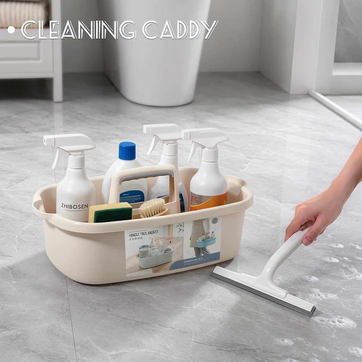Large Cleaning Supplies Caddy Portable Shower Basket Supply Organizer with Handle Plastic Bucket Tool Storage for Bathroom, Bedroom, Kitchen, College Dorm, Garden, Blue