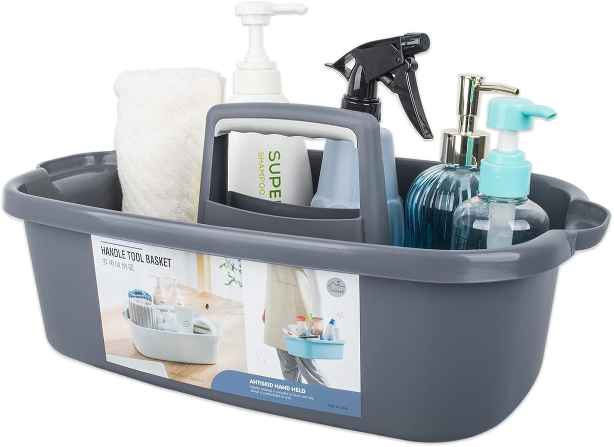 Large Cleaning Supplies Caddy Portable Shower Basket Supply Organizer with Handle Plastic Bucket Tool Storage for Bathroom, Bedroom, Kitchen, College Dorm, Garden, Blue