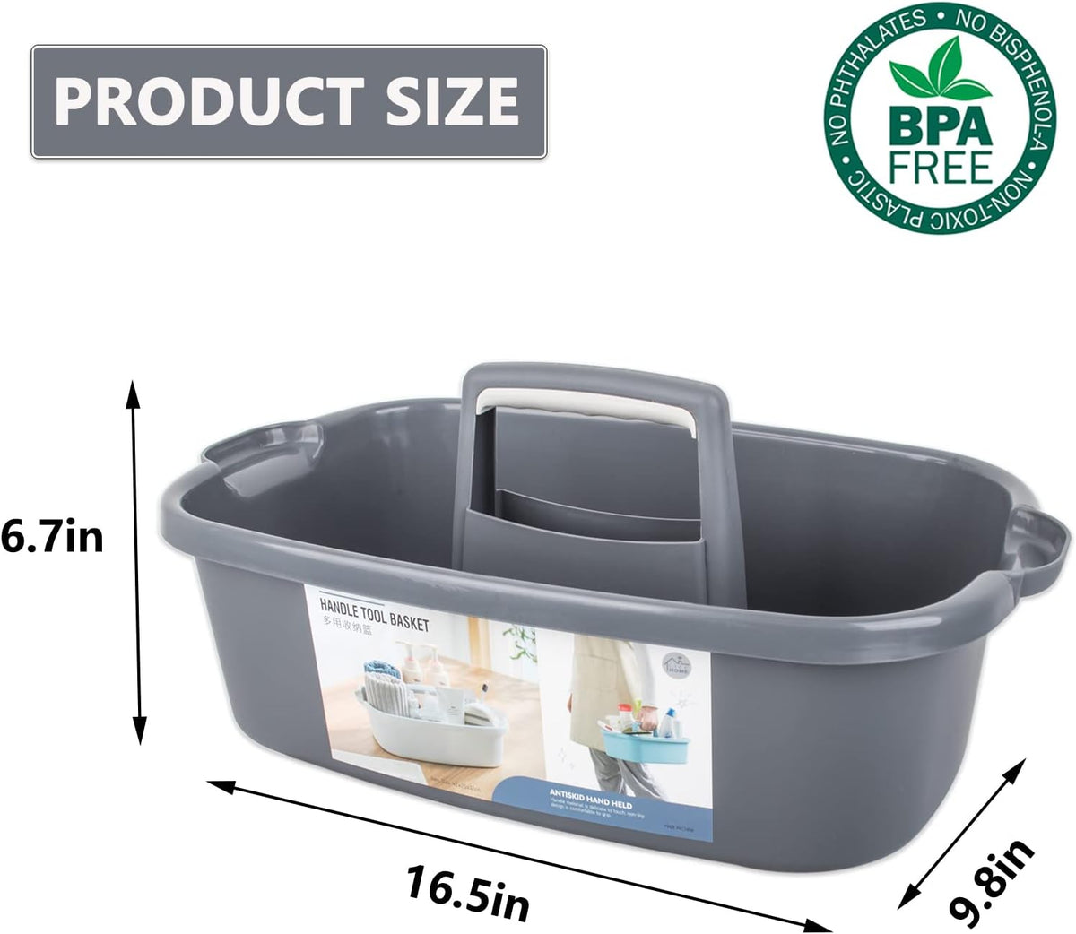 Large Cleaning Supplies Caddy Portable Shower Basket Supply Organizer with Handle Plastic Bucket Tool Storage for Bathroom, Bedroom, Kitchen, College Dorm, Garden, Blue