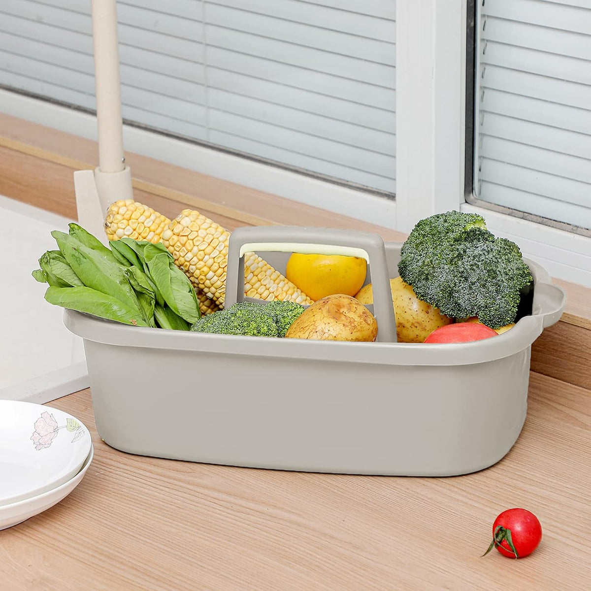 Large Cleaning Supplies Caddy Portable Shower Basket Supply Organizer with Handle Plastic Bucket Tool Storage for Bathroom, Bedroom, Kitchen, College Dorm, Garden, Blue