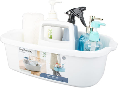 Large Cleaning Supplies Caddy Portable Shower Basket Supply Organizer with Handle Plastic Bucket Tool Storage for Bathroom, Bedroom, Kitchen, College Dorm, Garden, Blue