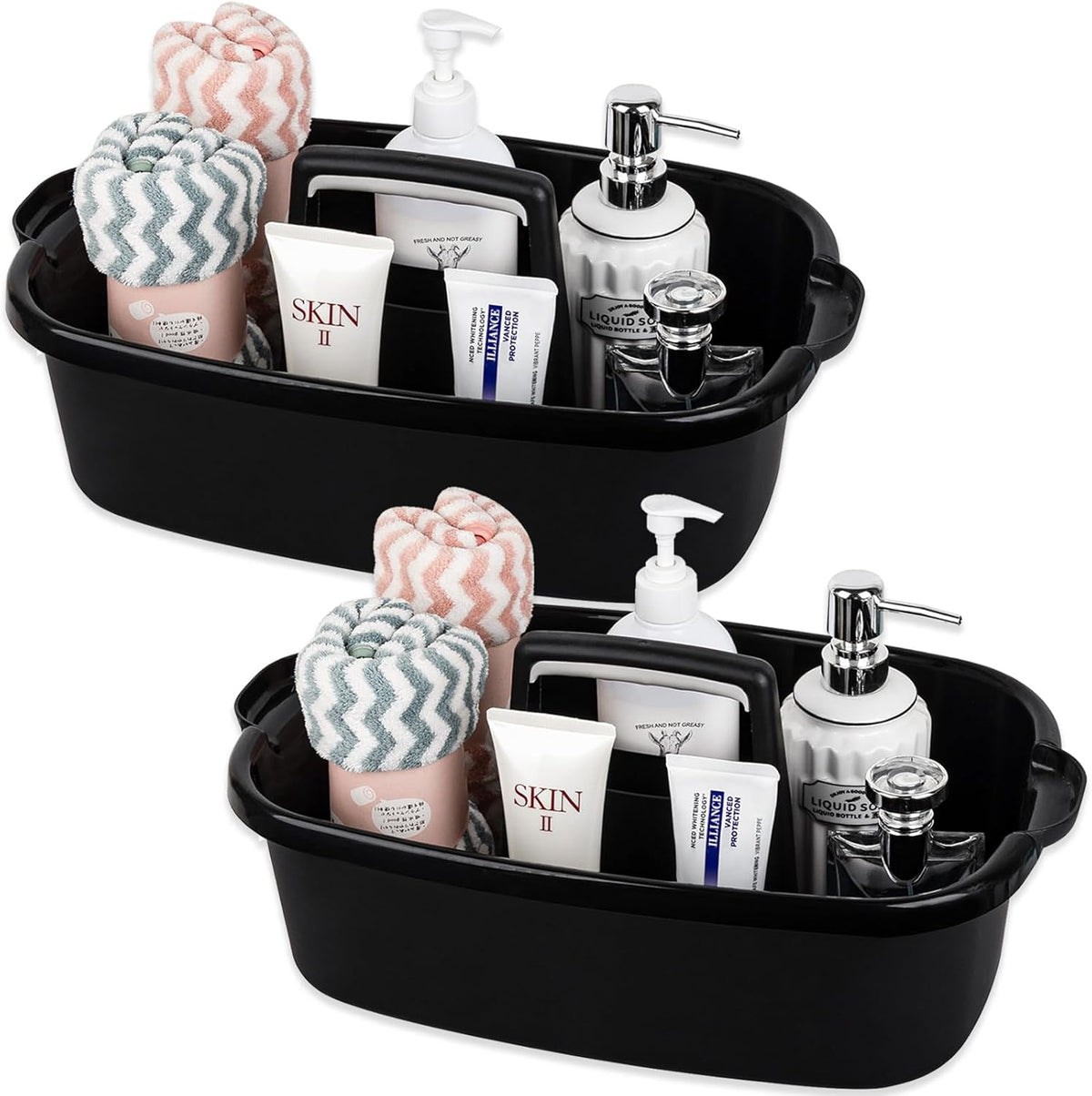 Large Cleaning Supplies Caddy Portable Shower Basket Supply Organizer with Handle Plastic Bucket Tool Storage for Bathroom, Bedroom, Kitchen, College Dorm, Garden, Blue