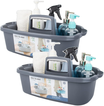 Large Cleaning Supplies Caddy Portable Shower Basket Supply Organizer with Handle Plastic Bucket Tool Storage for Bathroom, Bedroom, Kitchen, College Dorm, Garden, Blue
