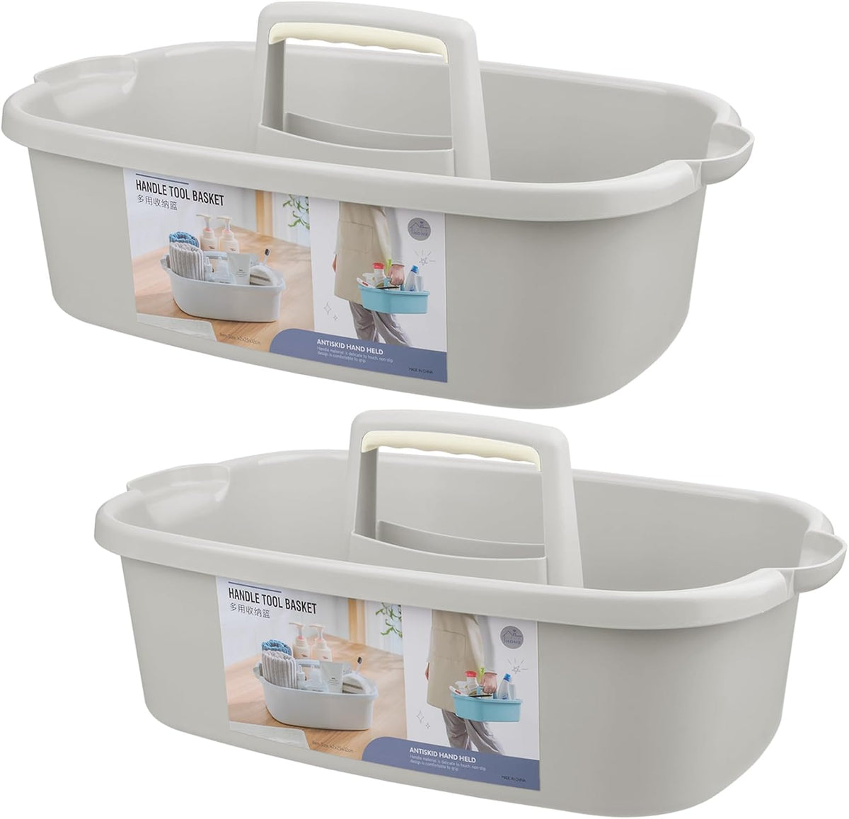 Large Cleaning Supplies Caddy Portable Shower Basket Supply Organizer with Handle Plastic Bucket Tool Storage for Bathroom, Bedroom, Kitchen, College Dorm, Garden, Blue