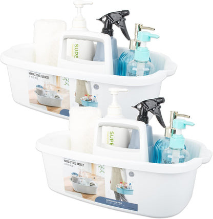 Large Cleaning Supplies Caddy Portable Shower Basket Supply Organizer with Handle Plastic Bucket Tool Storage for Bathroom, Bedroom, Kitchen, College Dorm, Garden, Blue