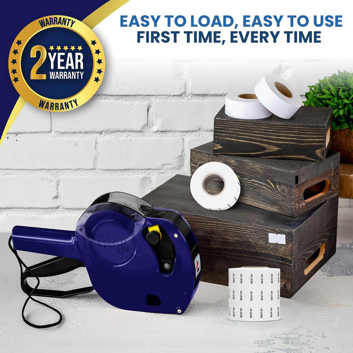 Lite 1 Line Date Gun Kit for Retail – Includes 5 White Label Rolls, Clip & Ink Rollers